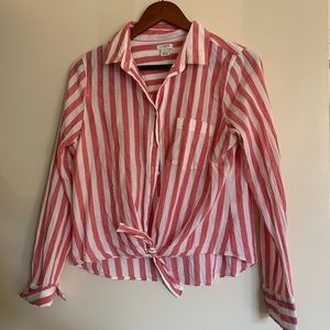 J. Crew front tie striped top